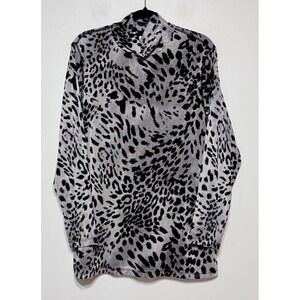 Chico's Mob Wife Leopard Mock Neck‎ Mesh Tunic Top Size XL Old Money City Girl